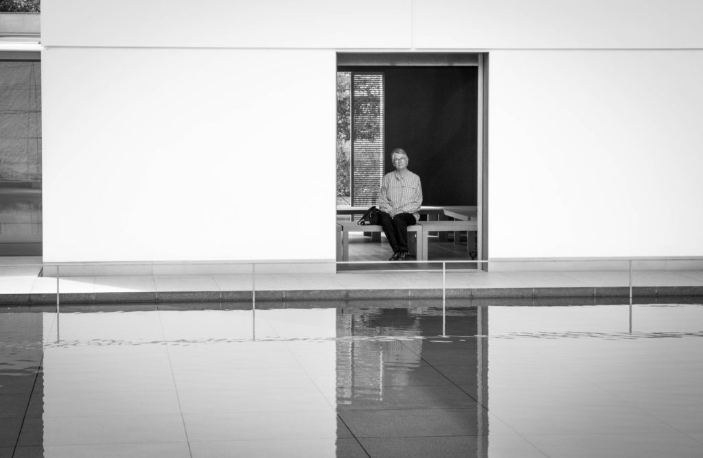 Joanne and I explored the buildings and gardens, often by just sitting in the inviting spaces, watching as light and shadows drifted across the reflecting pool.