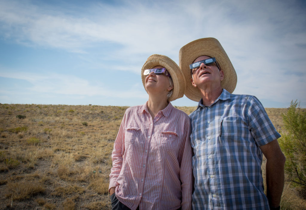 Joanne and Tom viewing eclipse.