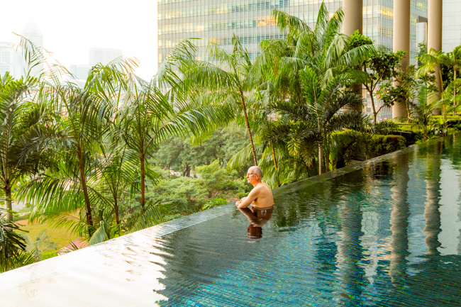 The infinity pool at the Parkroyal Hotel.
